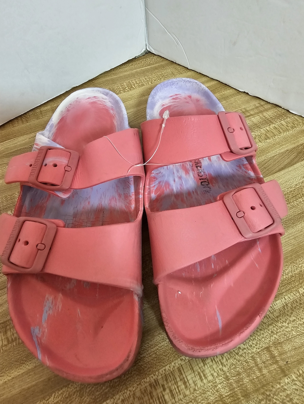 Birkenstock Arizona Essentials EVA Sandals Pink Purple Tie Dye Size 39 US 8-8.5